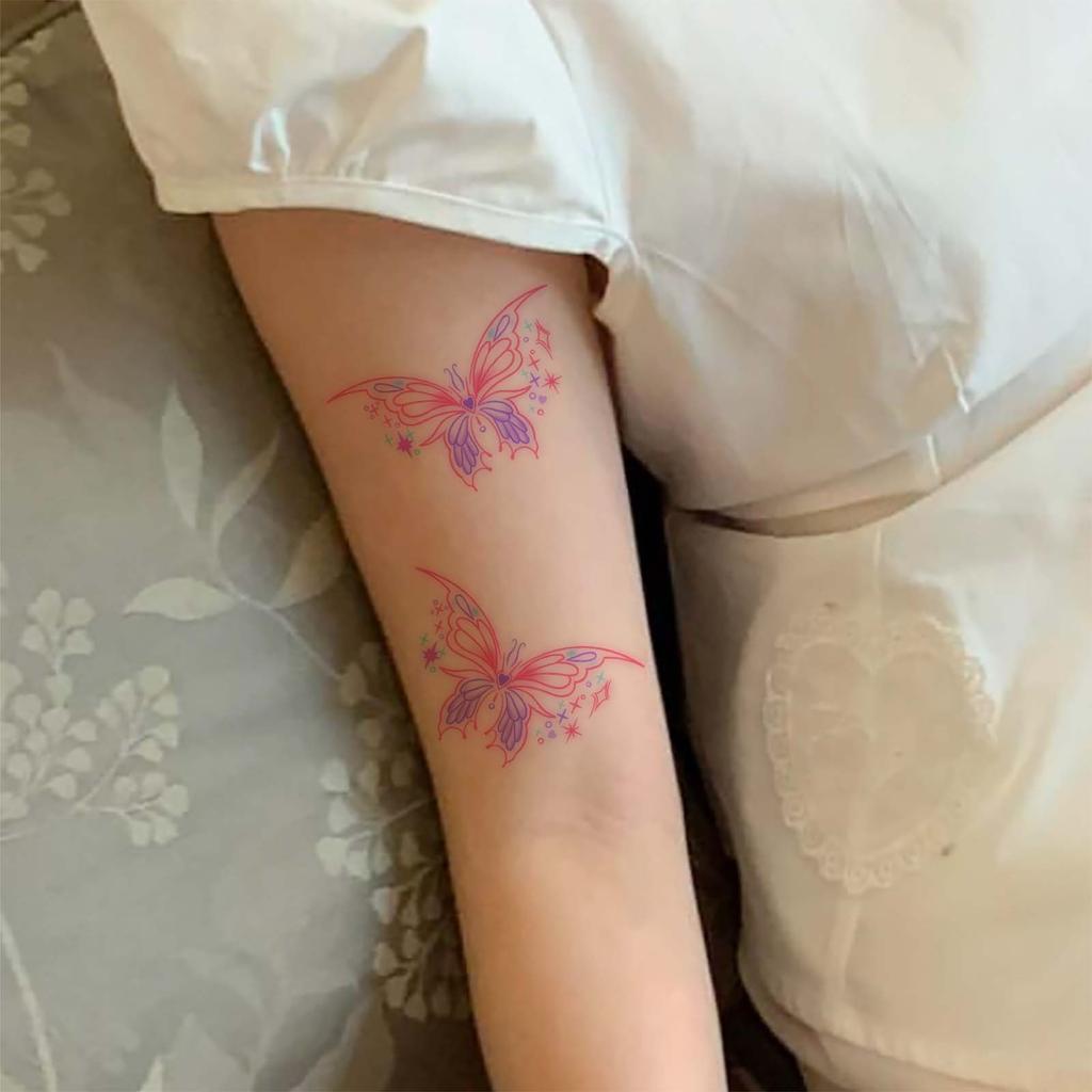Premium Sense Simple Y2K Wind Babes Dopamine Color Butterfly Arm Clavicle Tattoo Stickers