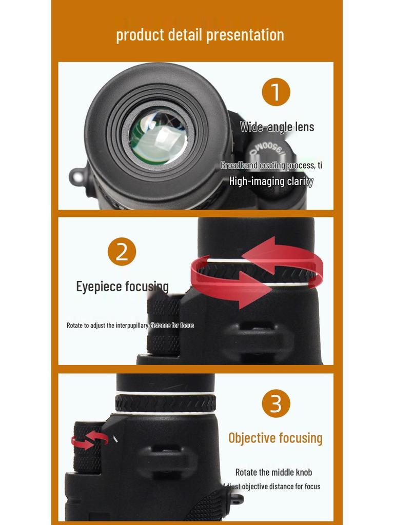 80X100 High-Power HD Monocular Telescope for Adults - Outdoor Use, Customizable