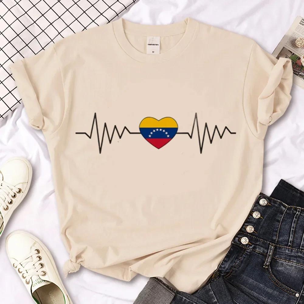 Venezuela T-Shirt für Damen lässiges T-Shirt mit Anime-Comic-Grafik lustige japanische Kleidung mit femininer Grafik