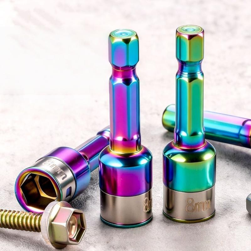 1/4Pcs 8mm Hex Shank Ratchet Socket Adapter, Metal Impact Wrench Converter for Power Drill Hexagonal Screwdriver Bit Tool