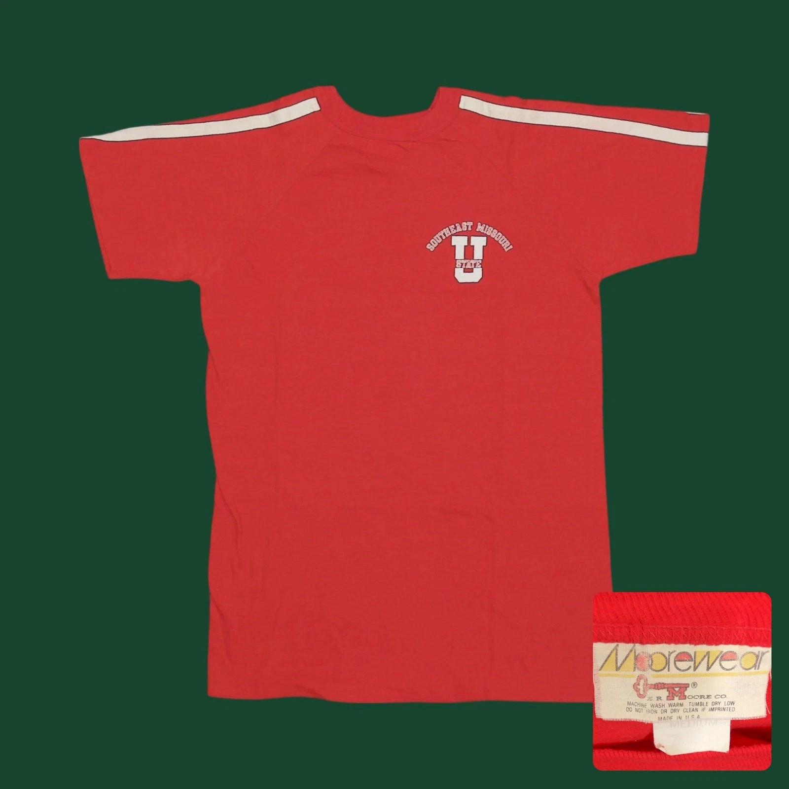 70s Southeast Missouri State Raglan T Shirt Red Retro Athletic Mens S 2XL