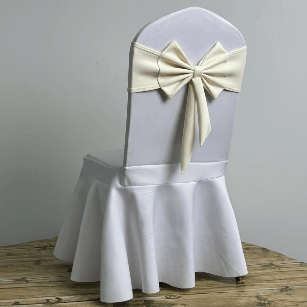 Spandex Chair Sash Solid Color Satin Ribbon Bows Chair Bands  Wedding Banquet Events Decoration