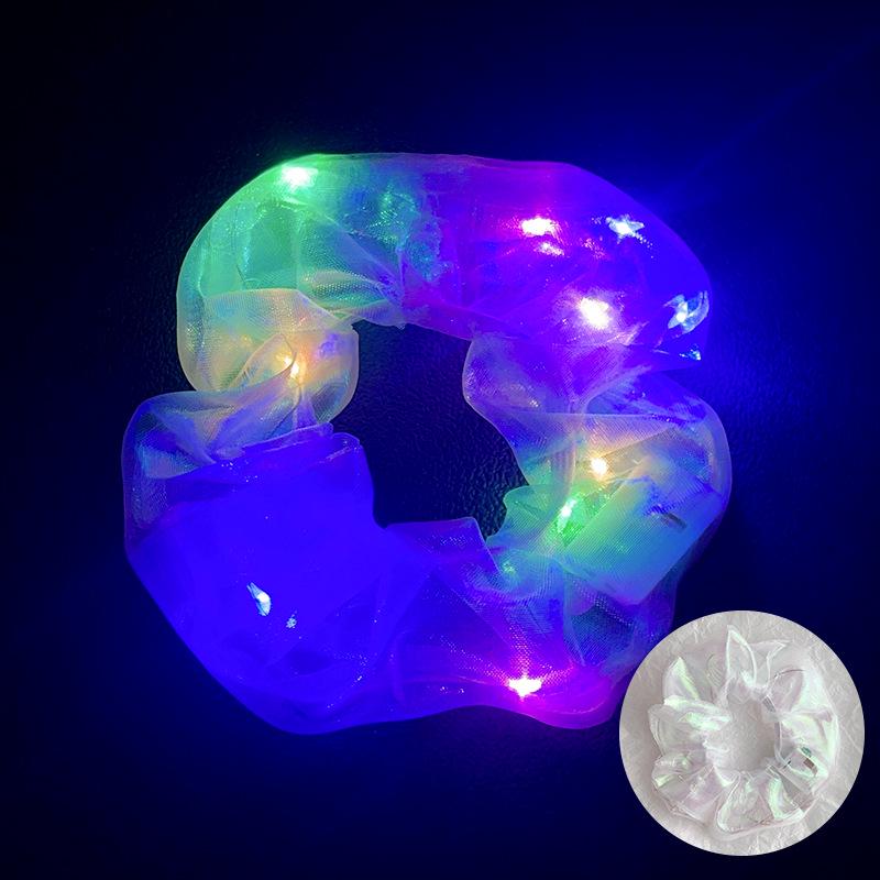 LED Işıklı Parlak Saten Noel Saç Tokası - Amerikan ve Avrupa Stilleri için Kalın Bağırsak Scrunchie Saç Aksesuarı