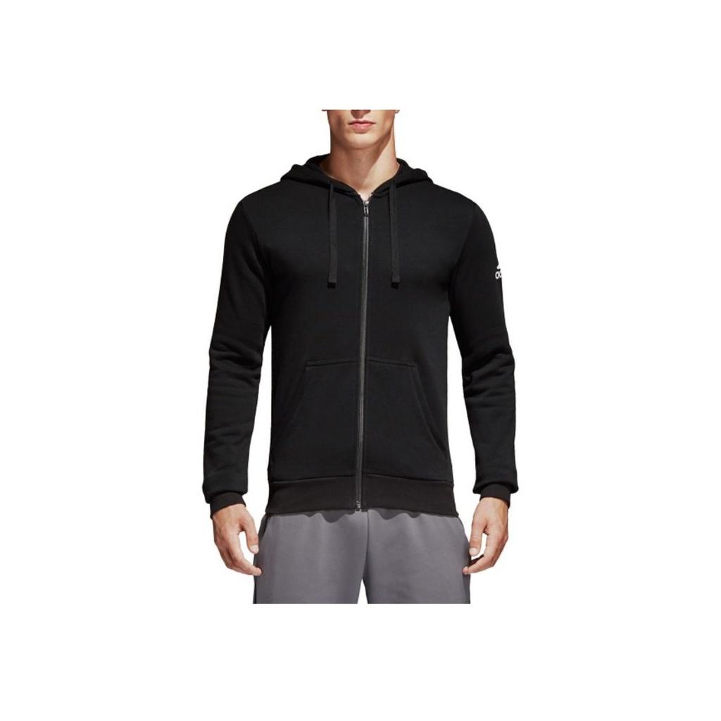 Adidas Logo Print Zip-Up Hooded Jacket Men Outerwear Black BK3717