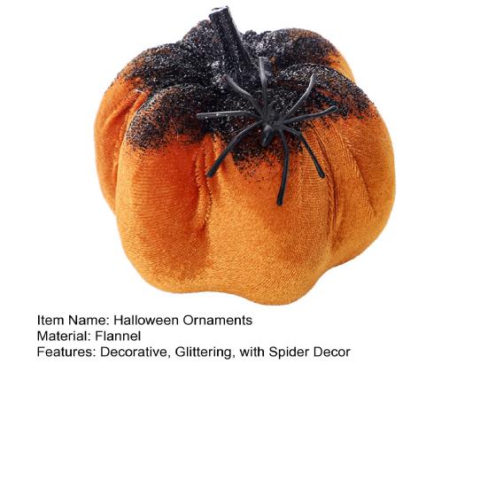 Soft Fabric Halloween Ornaments Pumpkin Spider Ornaments, Spooky Tabletop Decoration, Party Supplies Glittering for Home Retro Fall Decor Mysterious