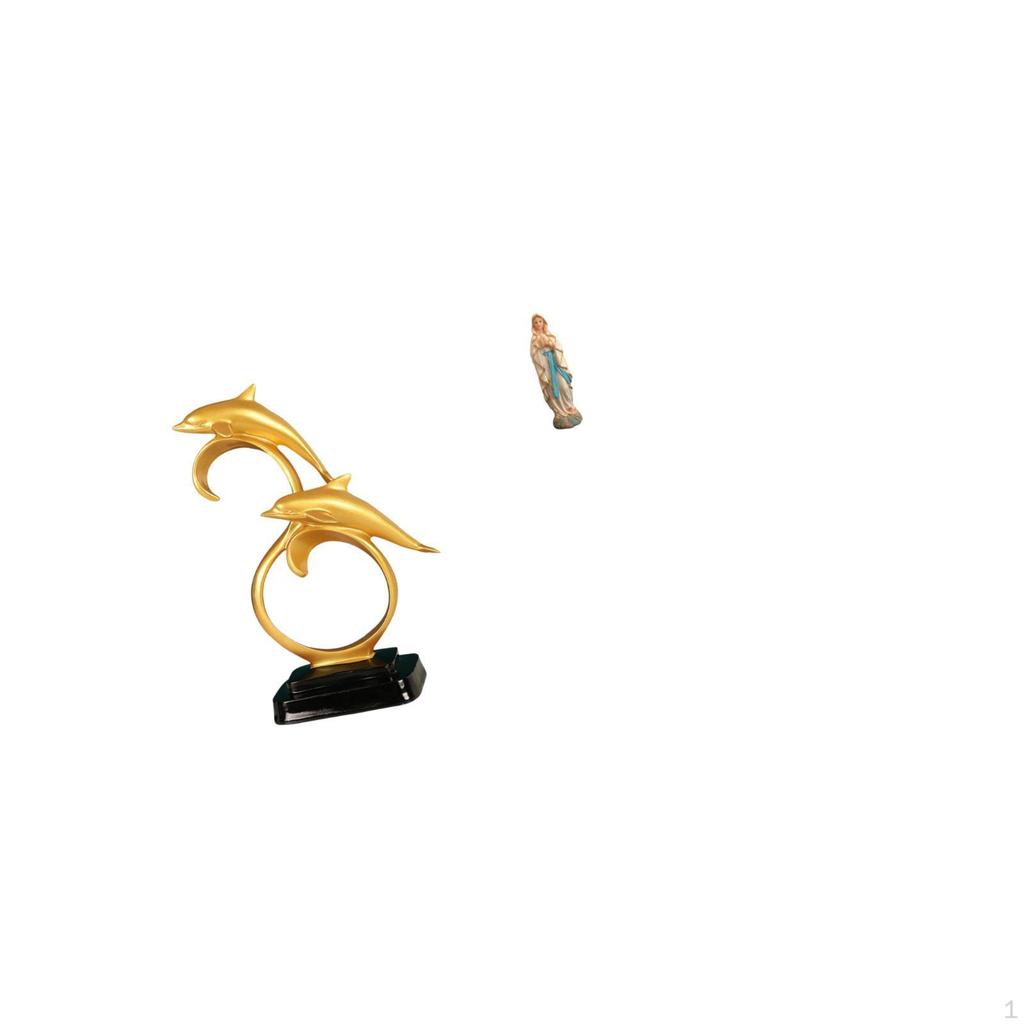 Modern Lifelike Dolphin Figurine And Mary Statue Collectible Artwork Decorative Desk Display for