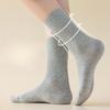 Mid-calf Socks, Solid-colored Cotton Socks, Women's Autumn and Winter Postpartum Socks, Women's Sweat-absorbing Boneless Loose Compression Socks