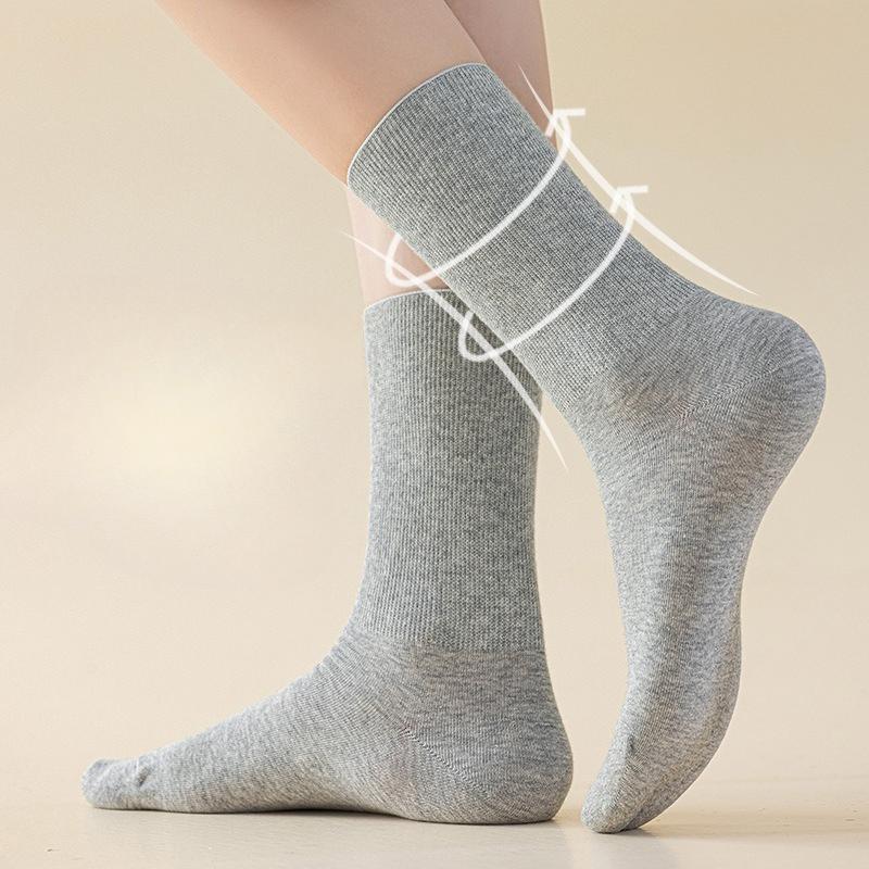 Mid-calf Socks, Solid-colored Cotton Socks, Women's Autumn and Winter Postpartum Socks, Women's Sweat-absorbing Boneless Loose Compression Socks