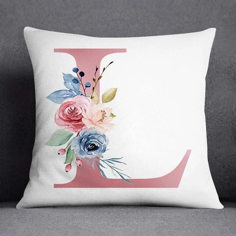 Office Living Room Home Pillowcase Simple Flower Letter Pattern Pillowcase Car Ornaments