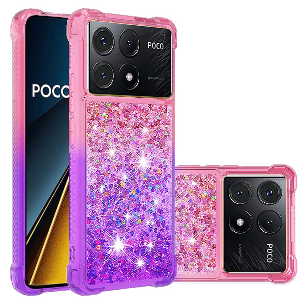 

For Xiaomi Poco X6 Pro 5G/Redmi K70E 5G TPU Case Gradient Quicksand Phone Back Cover Pink+Purple