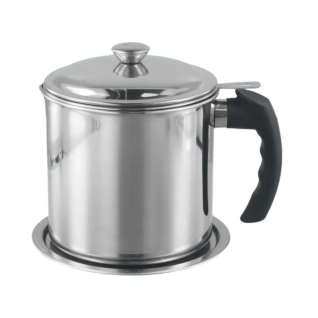 Grease Strainer With Lid Red Green Silver Stainless Steel Oil Pot Easy To Clean Fine Mesh Filter High Temperature Resistant