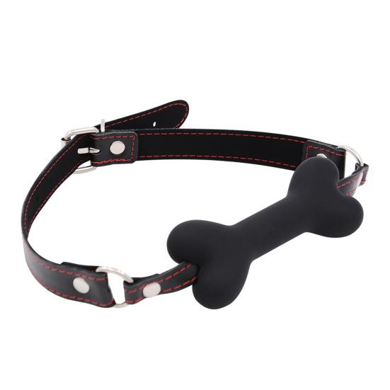Bone-Shaped Silicone Ball Gag Adjustable BDSM Mouth Restraint for Bondage Roleplay Soft Body-Safe Discreet Adult Toy for Couples' Play