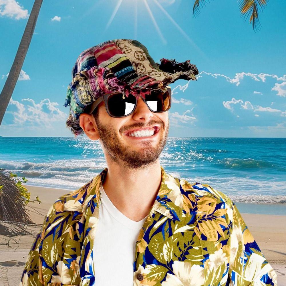 Patchwork Fedorahats with Hidden Hippie Mushroom Straw Cap Creativity PocketPatchworks Hats