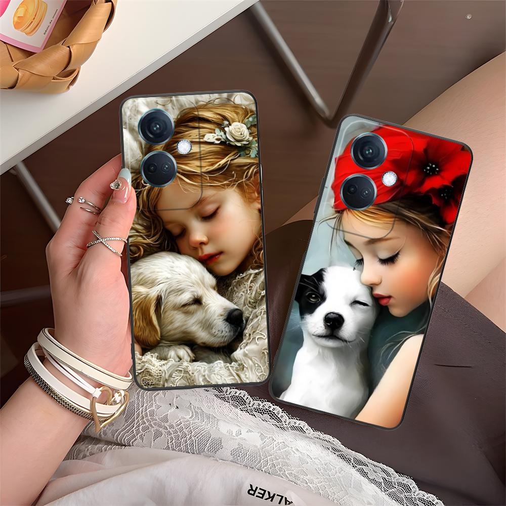 Girl Dog Puppy Matte TPU Mobile Phone Case for OPPO Reno 14 13 12 11 10 9 8 7 6 5 F T Pro 5G Colorful Printing Cover