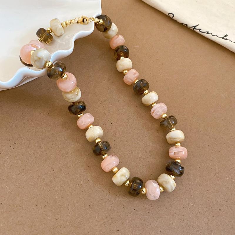 Elegant Summer Acrylic Beaded Necklace: Fashionable Round Clavicle Chain Jewelry
