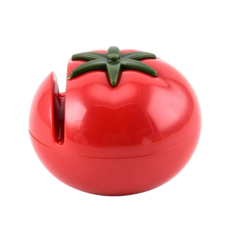 1pc Cartoon Tomato Shape Mini Knife Sharpener Portable Knife Sharpener Grindstone Scissors Kitchen Gadgets Kitchen Tools