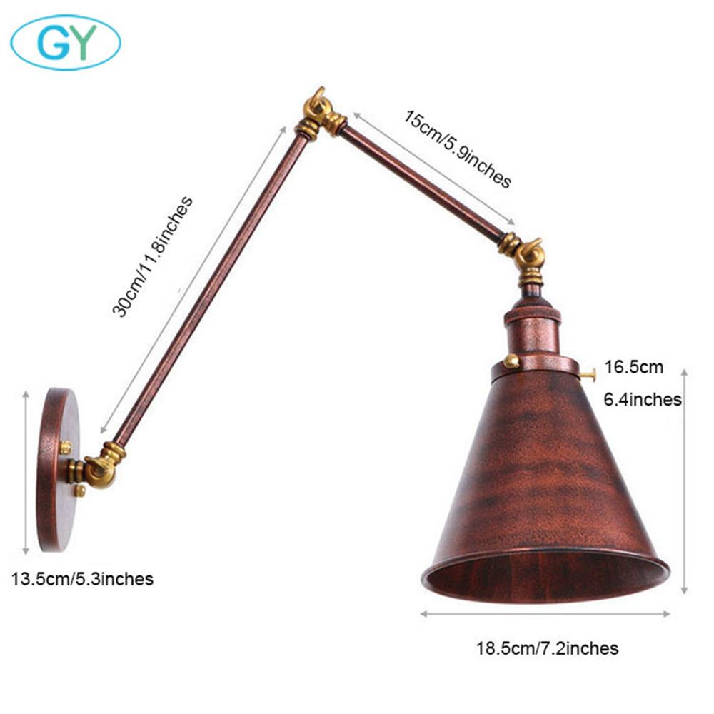 Adjustable Antique Industrial Long Swing Arm Black Wall Lamp Lights Brown Brass Retro Lighting For Bedroom Sconce Fixture