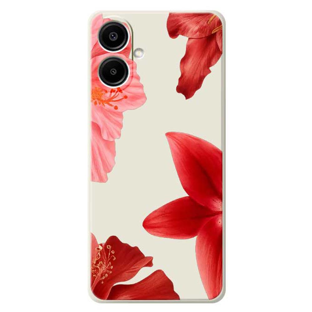 For Samsung Galaxy A07 4G Case Red Flower Pattern Printing Straight Edge TPU Phone Back Cover