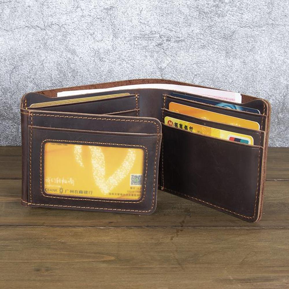 Ručně vyráběná pánská kožená peněženka z pravé kůže, designová trojdílná vintage personalizovaná pánská peněženka