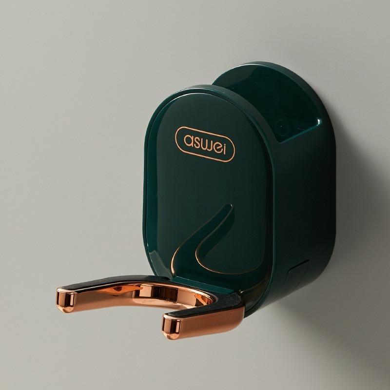 

Wall Mounted Hair Dryer Holder Foldable Bathroom Wall Organizer Storage Holder Home Hair Brush Bracket Dryer Rack. Green
