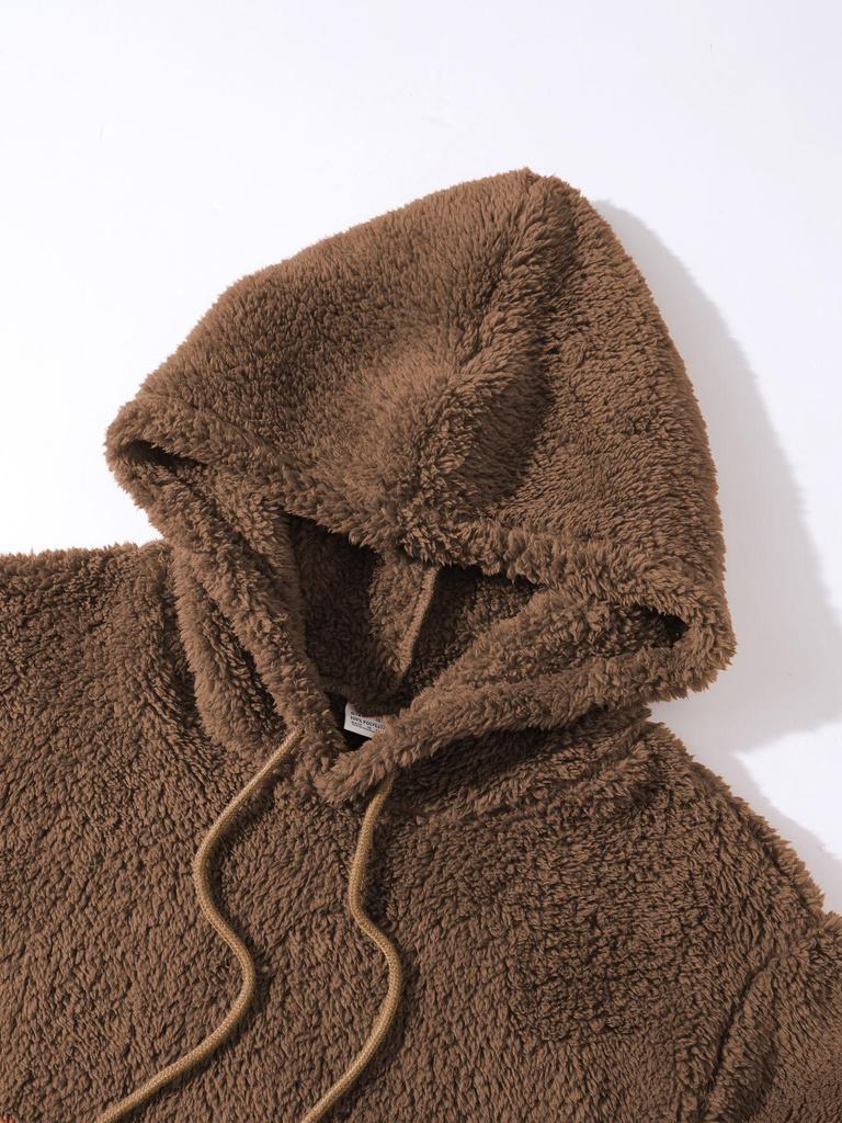 2025 Autumn/Winter European & American Men's Plush Lined Hooded Sweatshirt Jacket
