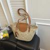 Minimally Designed One Shoulder Woven Bag with A New Cover Made of Natural Grass Vine Woven Bag for Vacation Beach, Versatile Woven Bag for Women