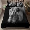 Tiger Duvet Cover Set King Size 3D White Tiger Bedding Sets Wild Animals Pattern Comforter Cover Set For Boys Girls Quilt Cover