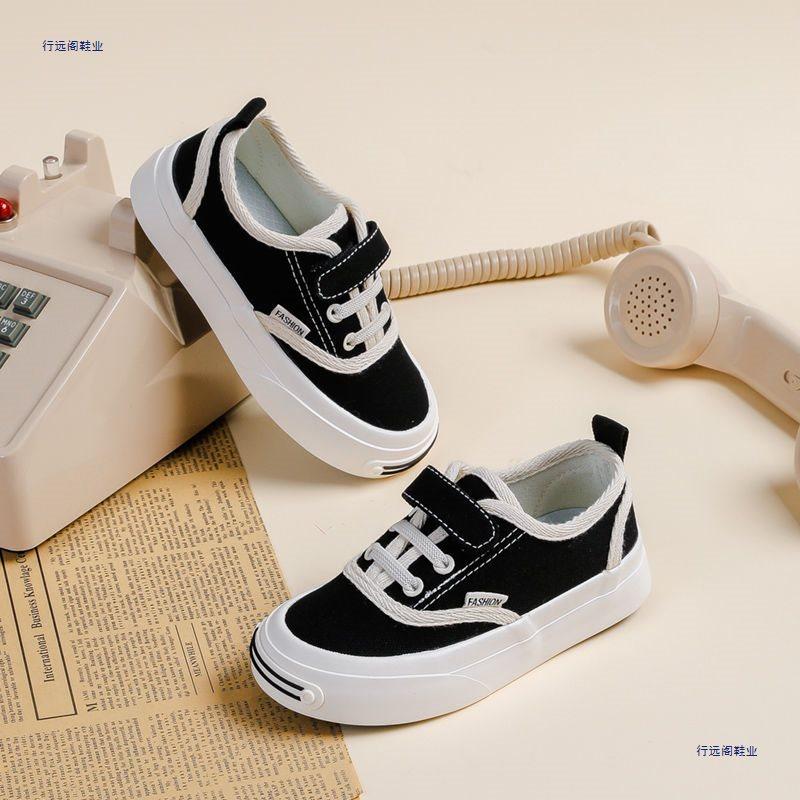 Children's Board Shoes Low-top Canvas Shoes Boys Casual Shoes Spring and Autumn Versatile Girls Black and White Plaid