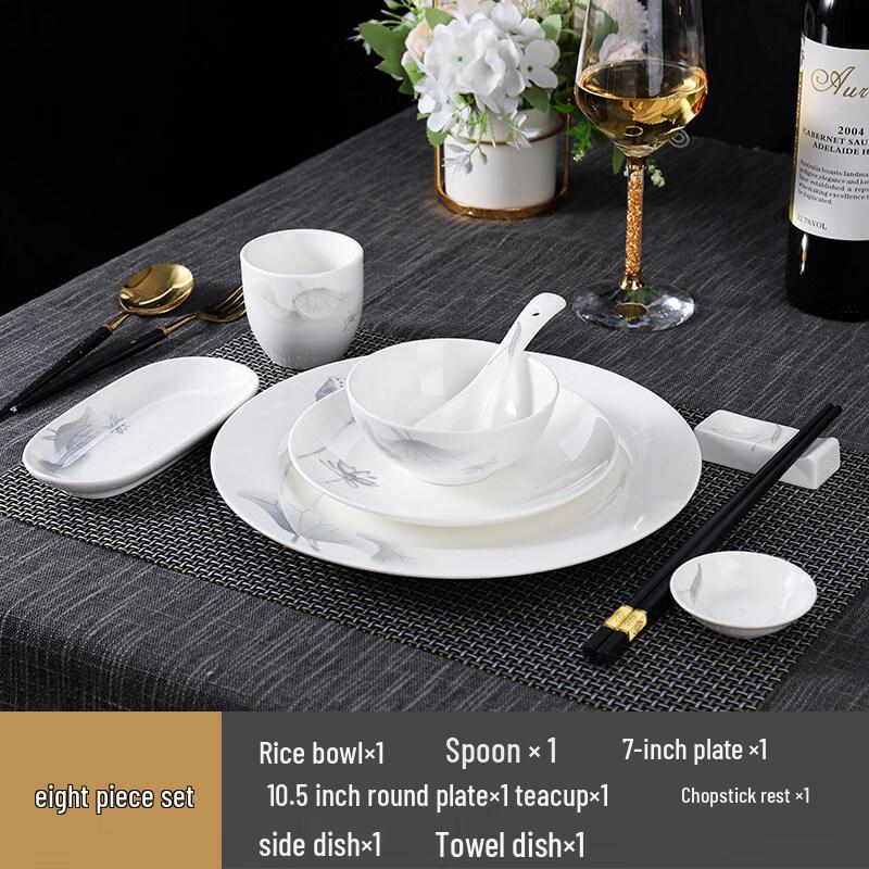 Ink Lotus Ceramic Dinnerware Set