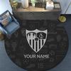 Custom Name Sevilla FC Round Area Rug,Carpet Rug for Living Room Bedroom Sofa Playroom Decor,Non-slip Floor Mat