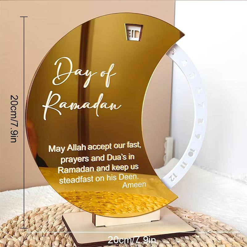 

Акриловый 2025 Рамадан Обратный отсчет Адвент-календарь с вращающимся колесом Ид Мубарак Настольное украшение Исламская мусульманская вечеринка украшение