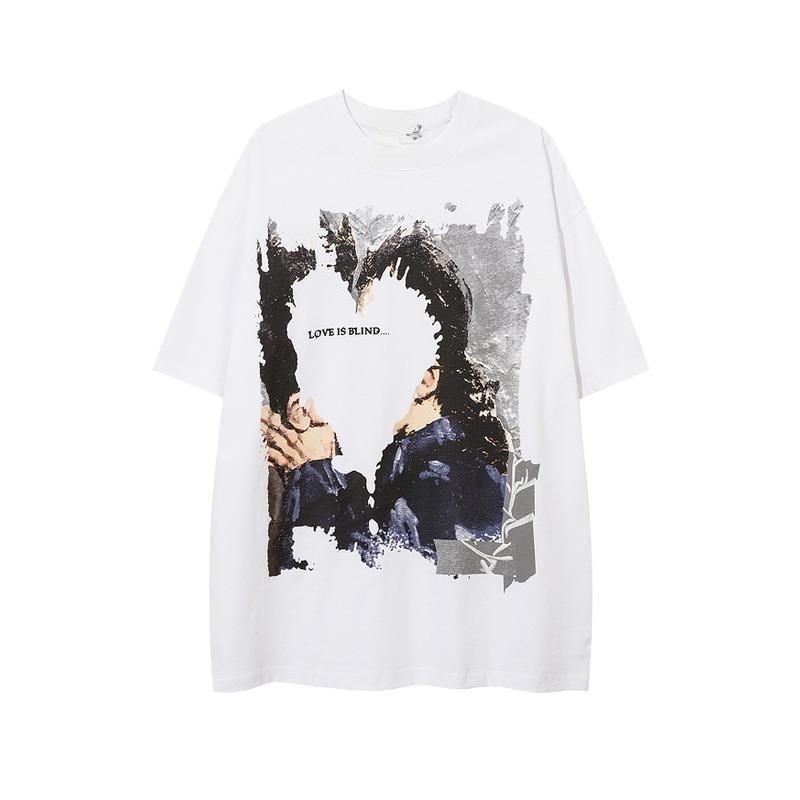 New Original Trendy Brand American Retro T-shirt Men's Oversized Loose, Large-sized Short-sleeved Pure Cotton Top