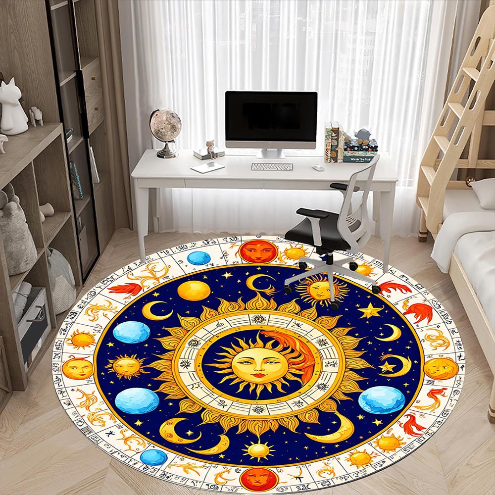 1pc Astrology Wheel Chair Carpet for Office, Soft, Non-Slip Polyester Mat, Office, Entryway, Living Room, Bedroom,  yy251207282
