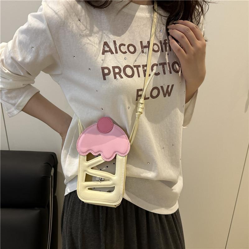 Fashion Small Crossbody Bag With Creative Cutouts And Cherry Cake Design For Daily Use