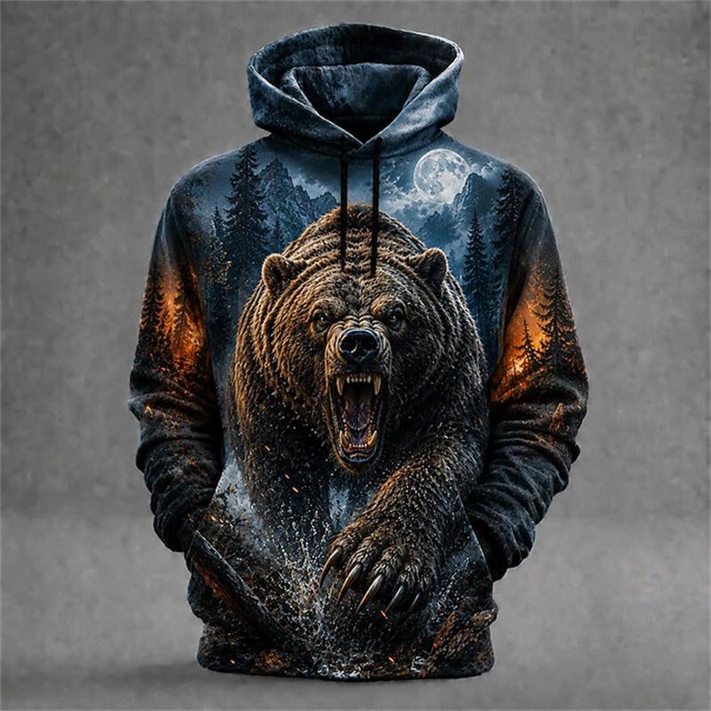 Women's Autumn Winter Fashion Hoodie Fierce Leopard Print Sweatshirt Loose Comfortable Plus-Size Fit Outdoor Street-Style Top