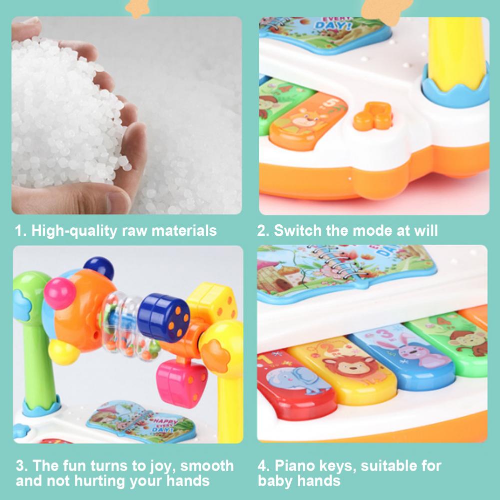 Giocattoli per bambini Pianoforte musicale rotante con luce suono 1 2 3 anni Giocattoli educativi Tastiera con suoni di animali Bambini che suonano Tipo Musica