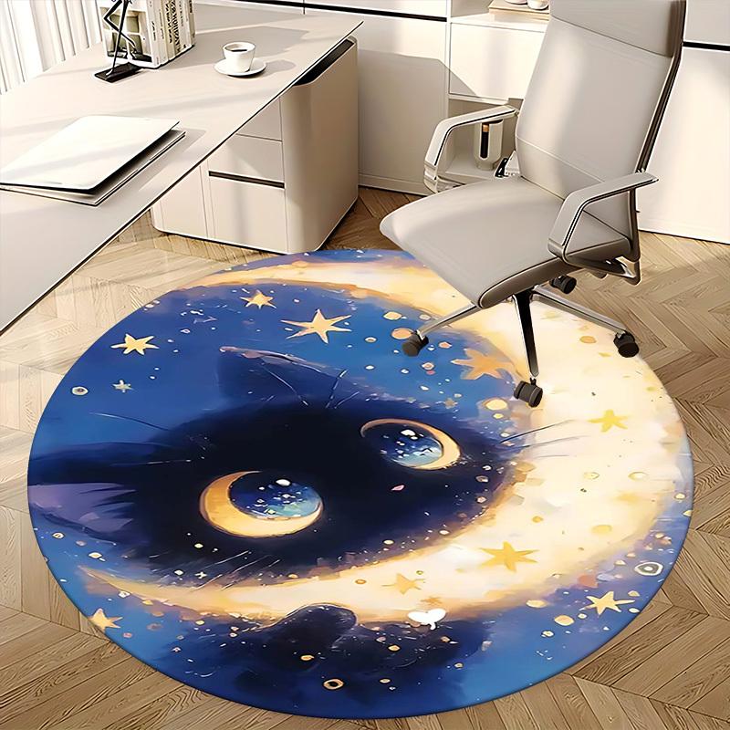 1pc Anime Design Round Carpet Office Chair Mat, Non Slip Rug for Home Decor, Living Room, Bedroom, Game Room, All Seasons
