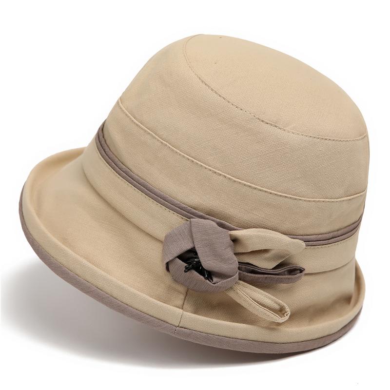 Spring and summer ladies season ramie bucket hat flower crimped basin hat foldable sun visor
