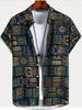 Camisas Havaianas para Homens T-shirt Casual de Manga Curta com Estampa Paisley 3D Gola Lapela Botões Tops Masculinos Verão Oversized Boêmio Camisetas Masculinas