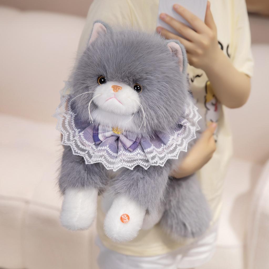 Lifelike Fuzzy Black Cat Plush Toys Realistic Fluffy Lying Cat Stuffed Animal Birthday Christmas Gifts
