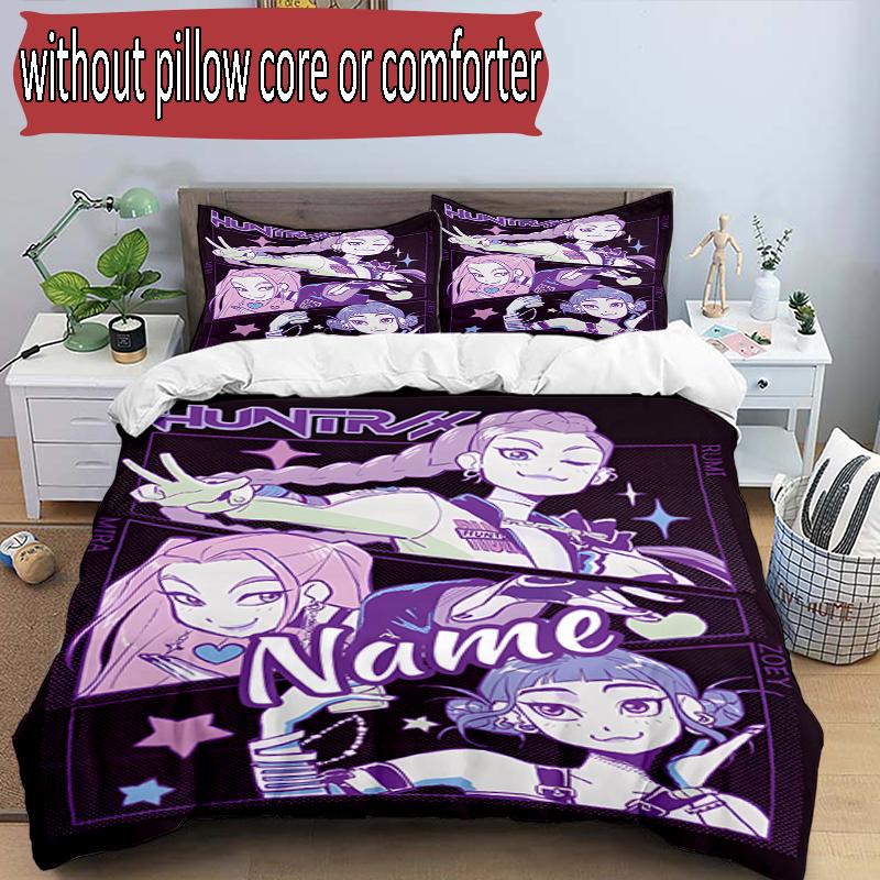 Set copripiumino 3 pezzi (1*Copripiumino + 2*Federe, Senza Nucleo), Set Biancheria da Letto Personalizzato con Nome KPop Cacciatori di Demoni, Decorazione Camera da Letto Casa Regalo