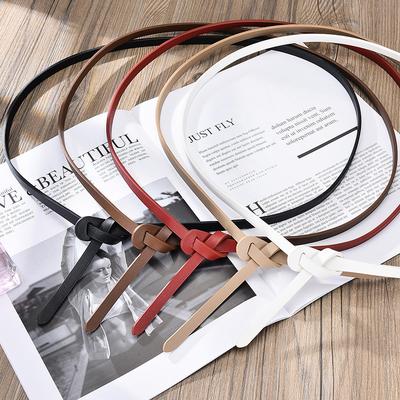 Women'S Belt Knotted Slim Thin Belt Women'S Decoration Simple With Dress Skinny Non-Porous Extended Waist Seal