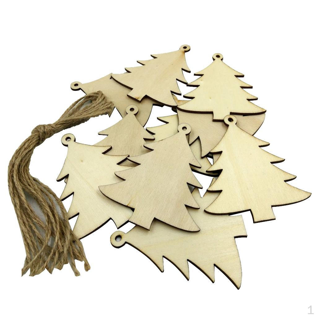 10 Pieces Wooden Tags Christmas Tree Decor Ornaments for DIY