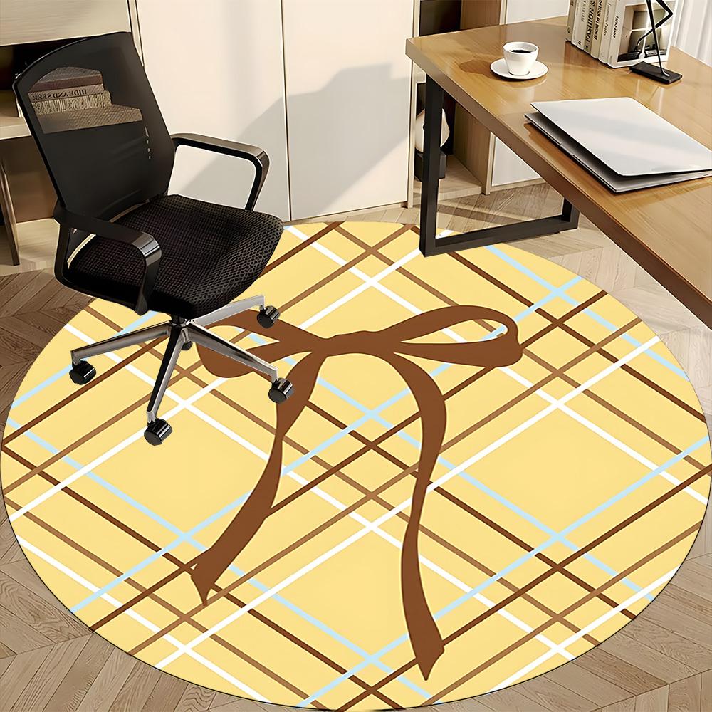 1pc Plaid Bow Chair Carpet for Office Non Slip, Machine Washable Rug for Office, Room Holiday Decor for Christmas, Birthday Polyester