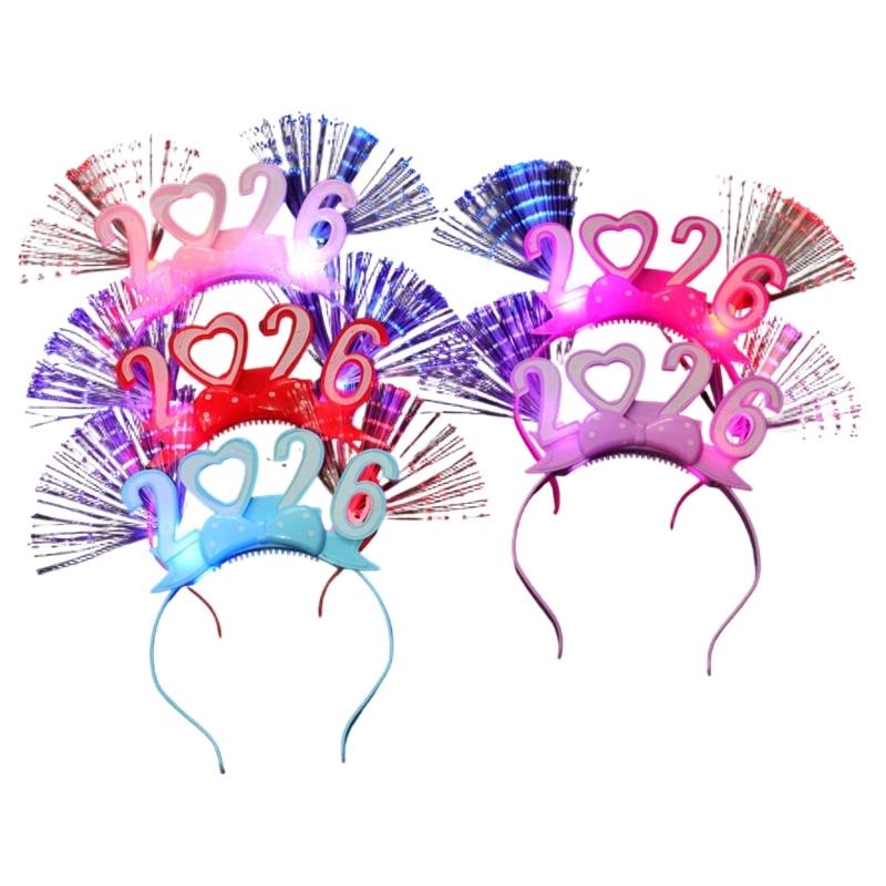 Pack of 4 Glowing Hairbands Assorted Colors Hair Hoop for Celebration Lightweight Comfortable Plastic Outdoor Use