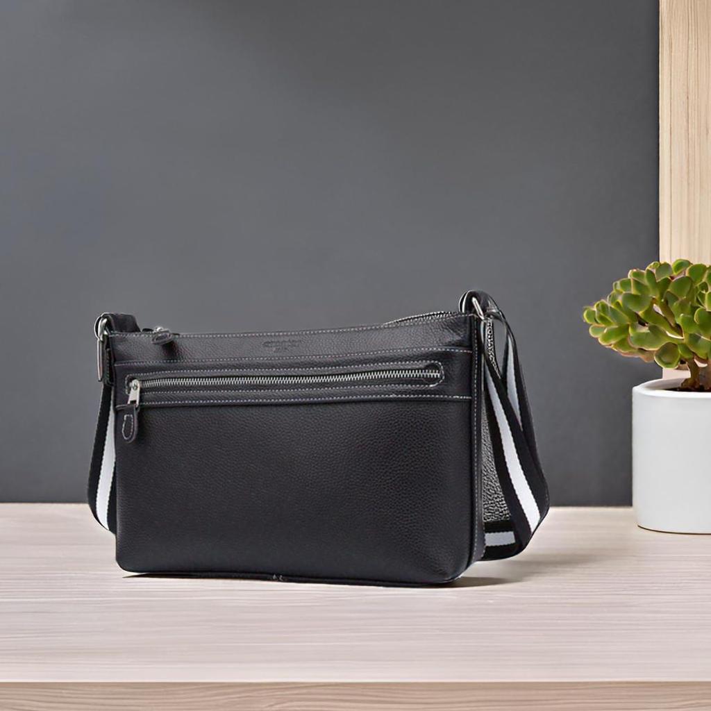 HEALTIM Women's Lightweight Crossbody Shoulder Bag, Genuine Leather with Adjustable Strap and Tassel, Perfect for Commuting, School, and