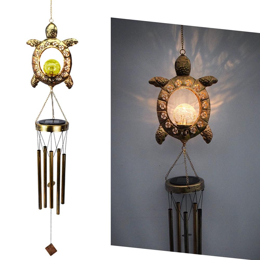 **Kuty Żelazny Solarny Dzwonek Wietrzny - Zewnętrzna Wodoodporna Dekoracja Ogrodu i Balkonu**