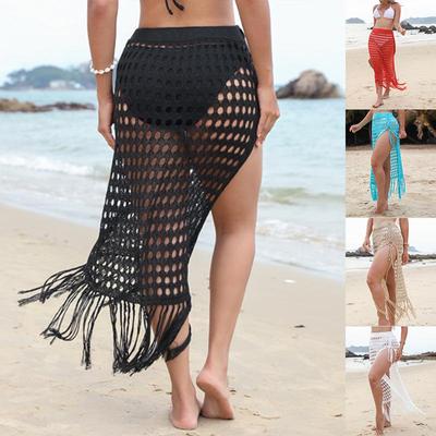 Trendy Cross-border Mesh Tassel Beach Wrap Skirt Cover-up