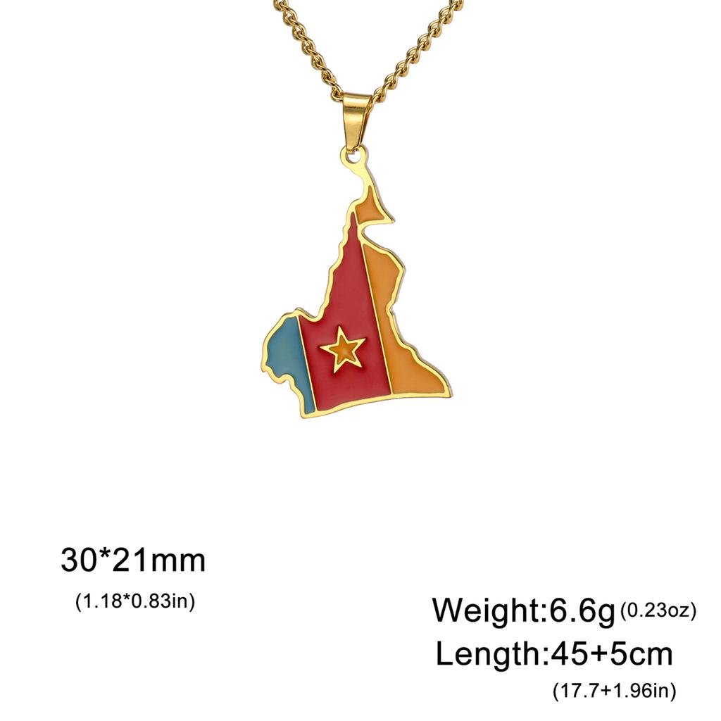 EUEAVAN Stainless Steel African Map Necklace Cameroon Rwanda Congo Berber Somalia Ghana Botswana Tanzania Flag Patriotic Jewelry