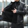 Men's leather jacket spring and autumn new locomotive jacket stand-up collar men's top trendy short leather jacket velvet leather jacket